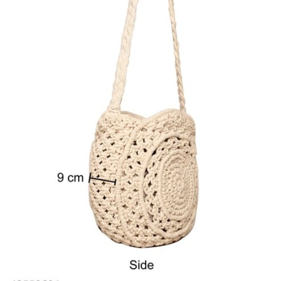 ASTRID Round White Macrame Sling Bag -  Free Size,  White, Macrame, Pack of1, Round